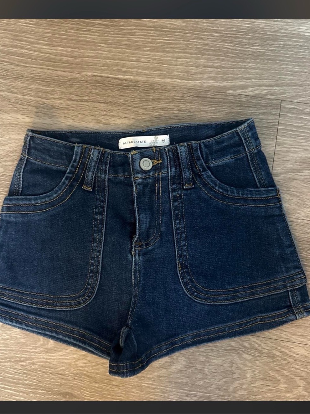 Altar'd State Dark Blue Denim Shorts